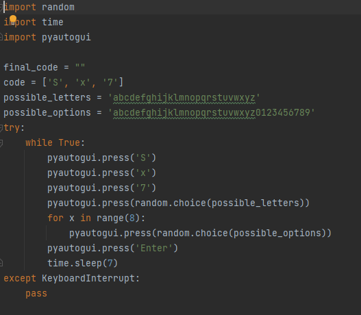 Source code to a Python Script.